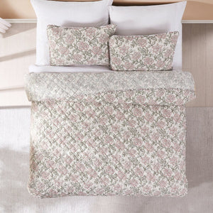 Zara Floral Block Reversible Quilt Set