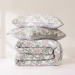 Zara Floral Block Reversible Quilt Set