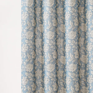 Zara Floral Block Linen Textured Shower Curtain