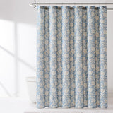 Zara Floral Block Linen Textured Shower Curtain