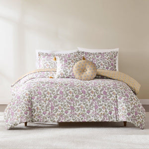 Lillian Block Print Reversible Comforter Set 5Pc