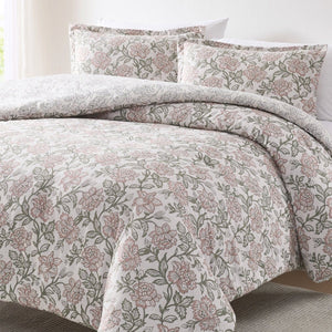Zara Floral Block Reversible Comforter 3Pc Set
