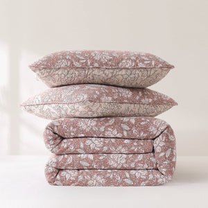 Zara Floral Block Reversible Cotton Quilt Set