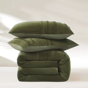 Pleated Groove Velvet Duvet Cover Set