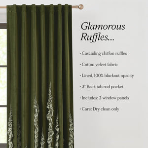 Verdant Path Velvet Blackout Window Curtain Panels