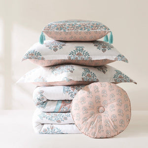 Sofia Flower Block Bouquet Comforter 5Pc Set