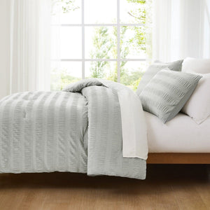 Azalea Ruched Velvet Stripe Comforter Set