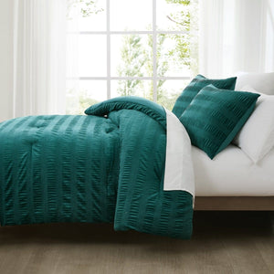 Azalea Ruched Velvet Stripe Comforter Set
