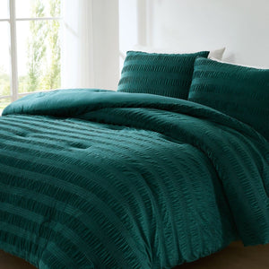 Azalea Ruched Velvet Stripe Comforter Set