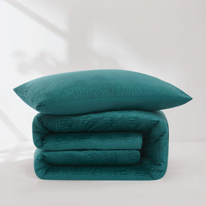 Azalea Ruched Velvet Stripe Comforter Set