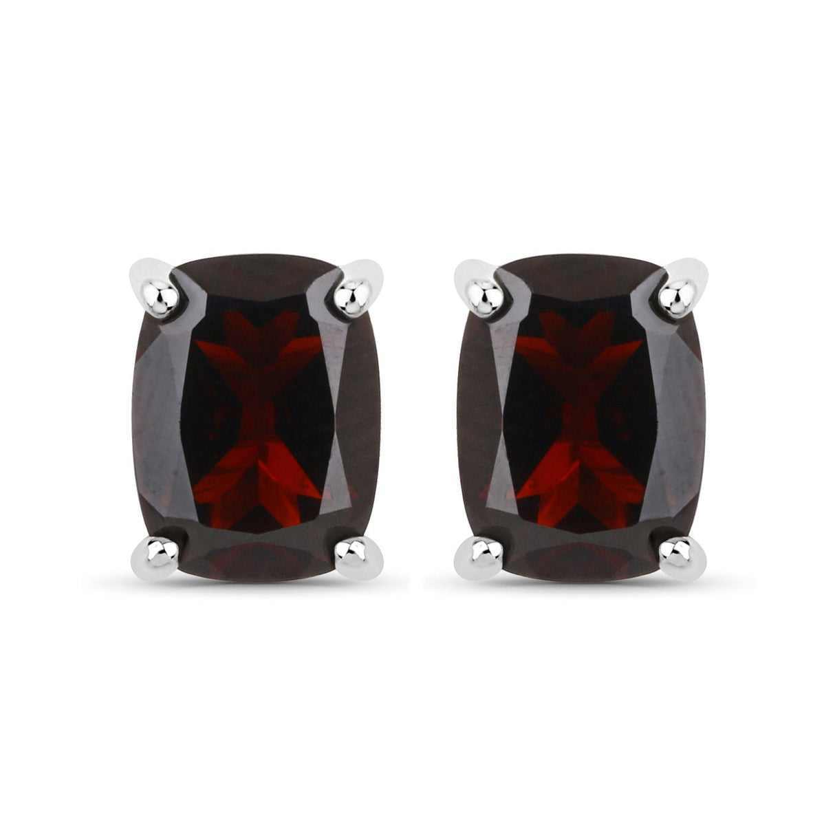 18K White Gold Plated 3.50 Carat Genuine Garnet .925 Sterling Silver Earrings
