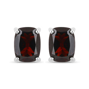 18K White Gold Plated 3.50 Carat Genuine Garnet .925 Sterling Silver Earrings