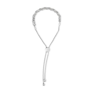 .925 Sterling Silver 1.0 Cttw Diamond X Link Bolo Bracelet