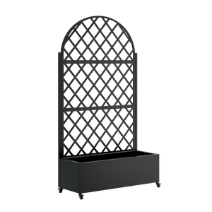 Round Metal Planter Box with Trellis