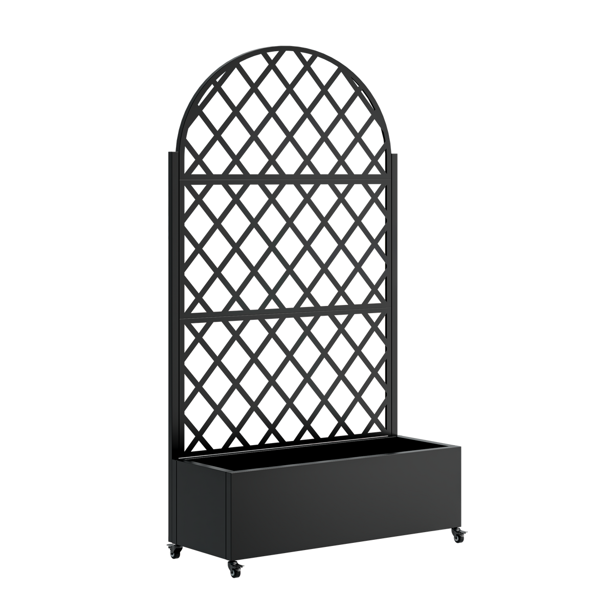 Round Metal Planter Box with Trellis
