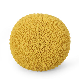 Bordeaux - Knitted Round Pouf Ottoman