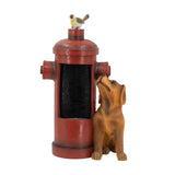 Red Fire Hydrant Water Fountain with Dog and Bird Accents