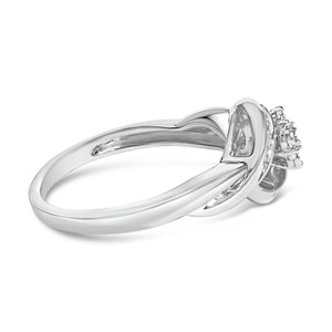 Sterling Silver 1/10 Cttw Diamond Bypass Cluster Ring