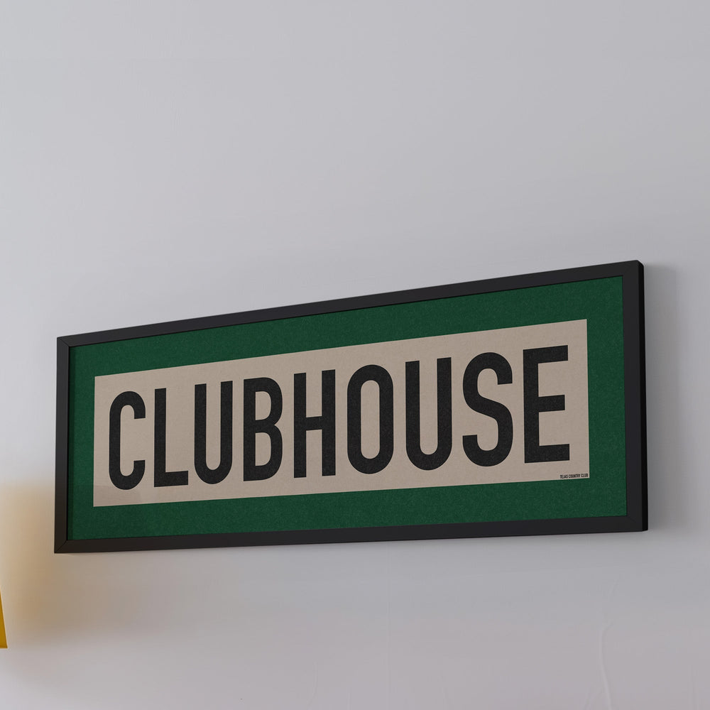 Framed Clubhouse Golf Art Scroll Sign