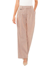 1.State Checker Plaid Wide-Leg Pants, Orange, Size 10