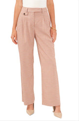 1.State Checker Plaid Wide-Leg Pants, Orange, Size 10