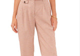 1.State Checker Plaid Wide-Leg Pants, Orange, Size 10