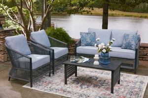 Bridges Beach - Loveseat, Lounge Chairs, Table Set (Set of 4) - Gray