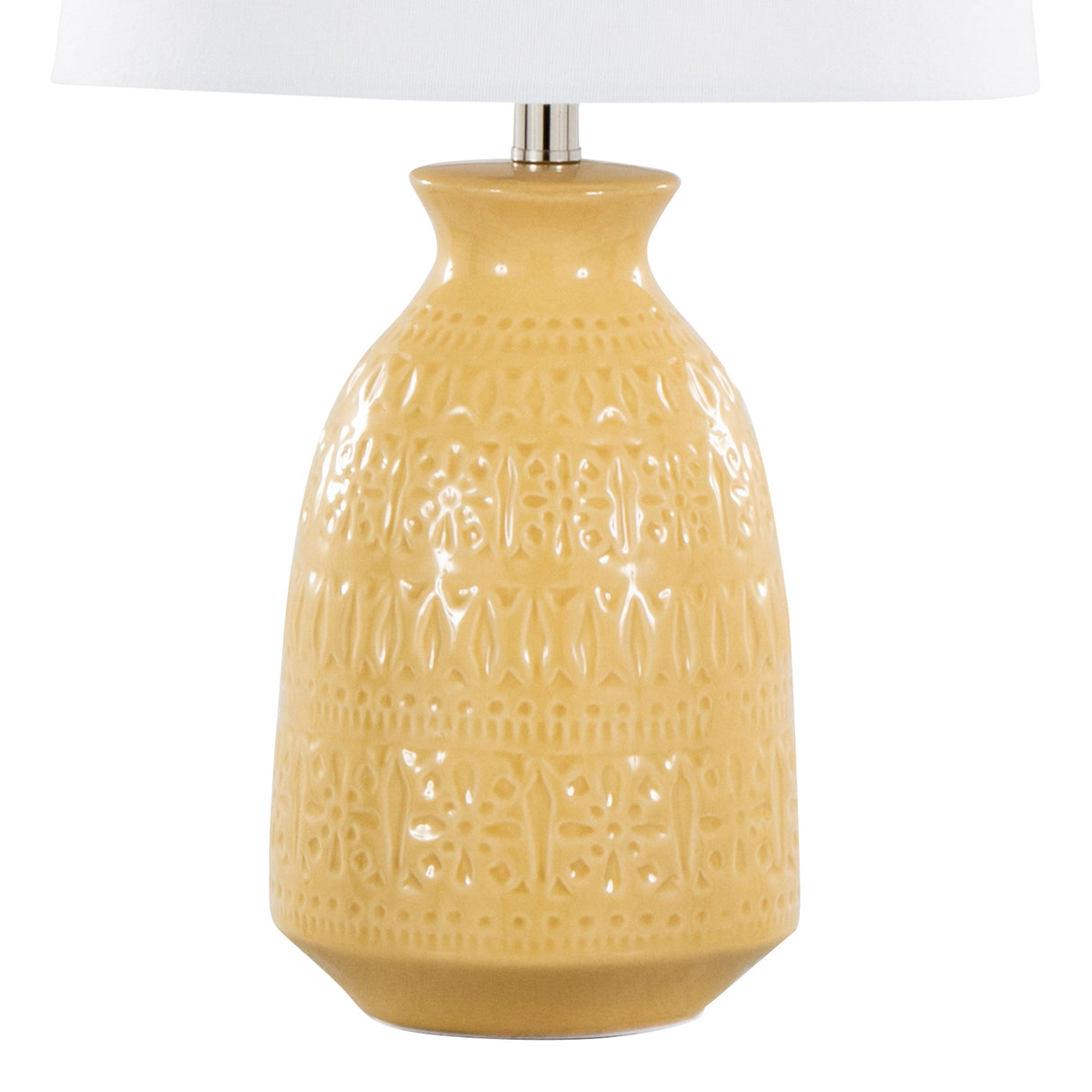 Balconee 20" Ceramic Table Lamp with Vase Shaped Base and Textured Pattern, Set of 2