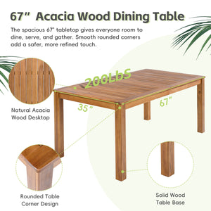 TOPMAX Patio 5pcs Wooden Dining Table Set