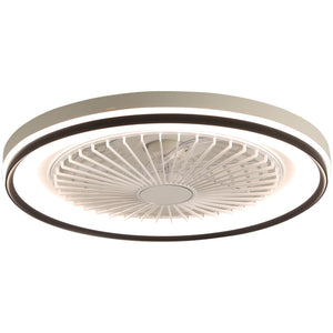 RGB Dimmable LED Enclosed Ceiling Fan With Light Flush Mount Bladeless, 6 Speed, Remote Control - White
