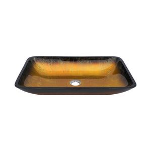 Gradient Tempered Glass Vessel Sink With Pop-Up Drain