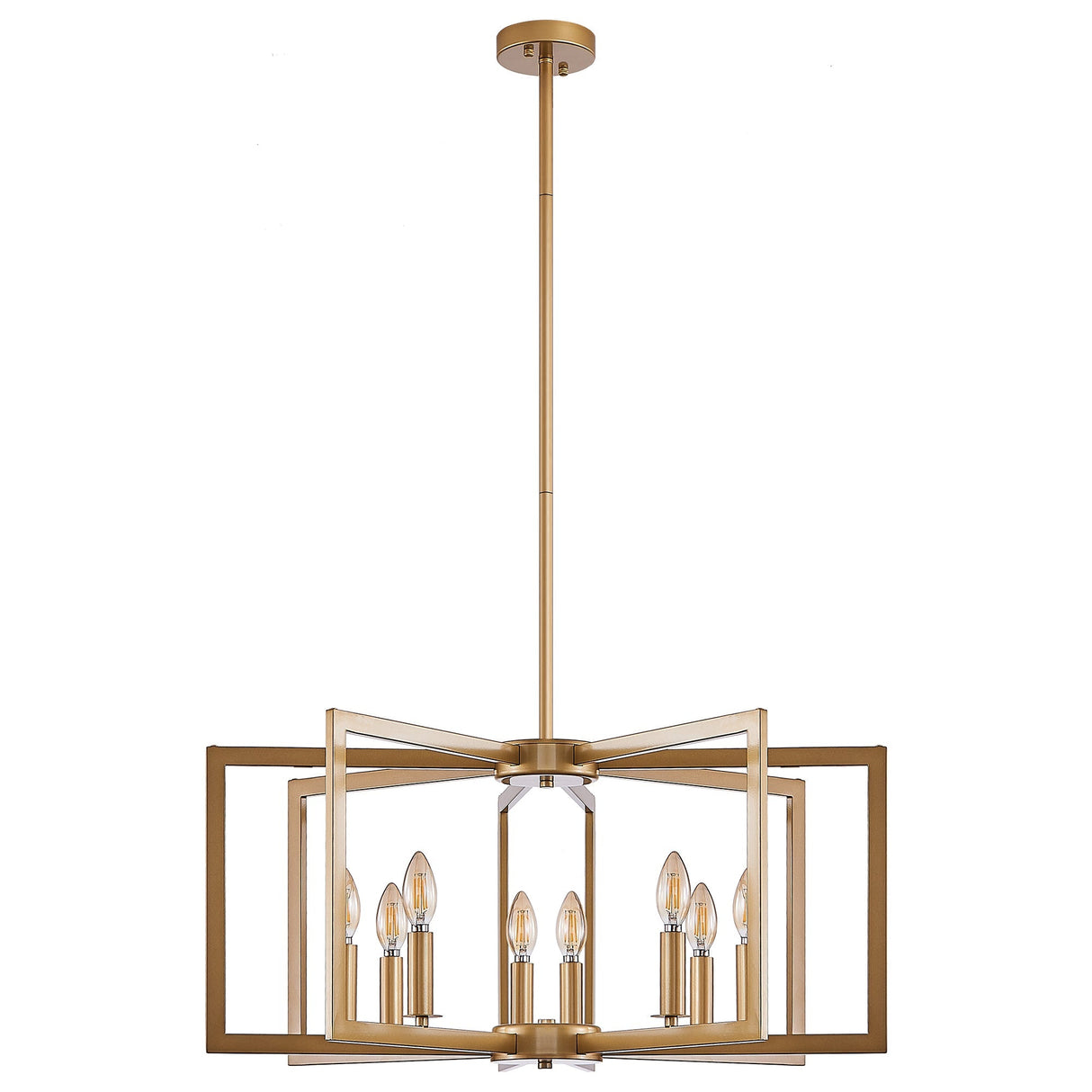 27" Modern Golden Geometric 8-Light Chandelier