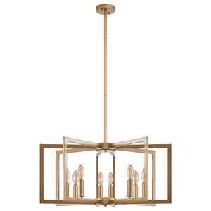 27" Modern Golden Geometric 8-Light Chandelier
