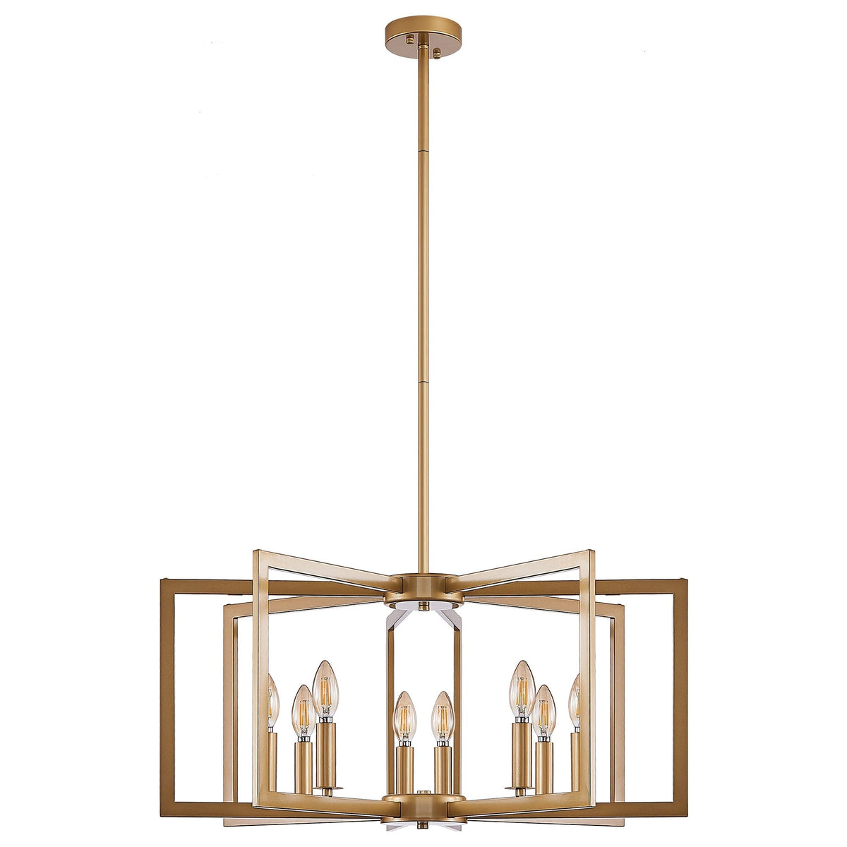 27" Modern Golden Geometric 8-Light Chandelier