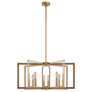 27" Modern Golden Geometric 8-Light Chandelier