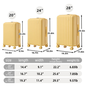 3-Piece ABS Spinner Wheel Luggage Set in Yellow