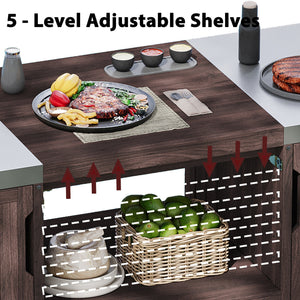 K&K 66.5' Outdoor Kitchen Island for Big Green Egg Grills