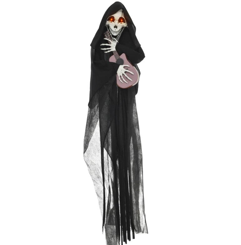 Guitar-Playing Grim Reaper Outdoor Halloween Decoration