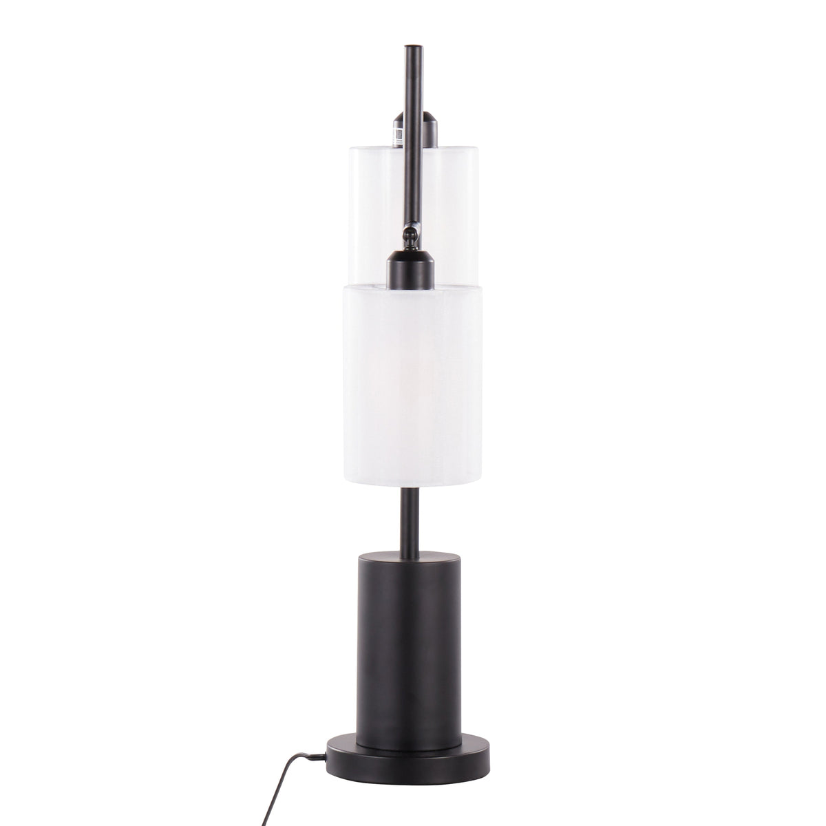 Cannes Contemporary Table Lamp in Black Metal with White Shades