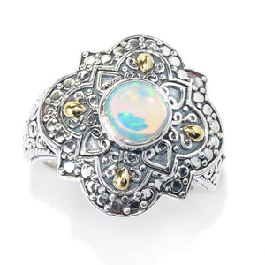 Artisan Silver by Samuel B. 18K Gold Accented 7mm Ethiopian Opal Ring