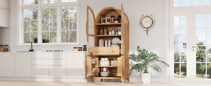 K&K 71' Tall Arched Kitchen Pantry Cabinet with Adjustable Shelves