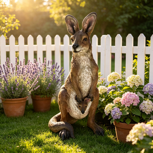 22" Mother Kangaroo with Joey Statue