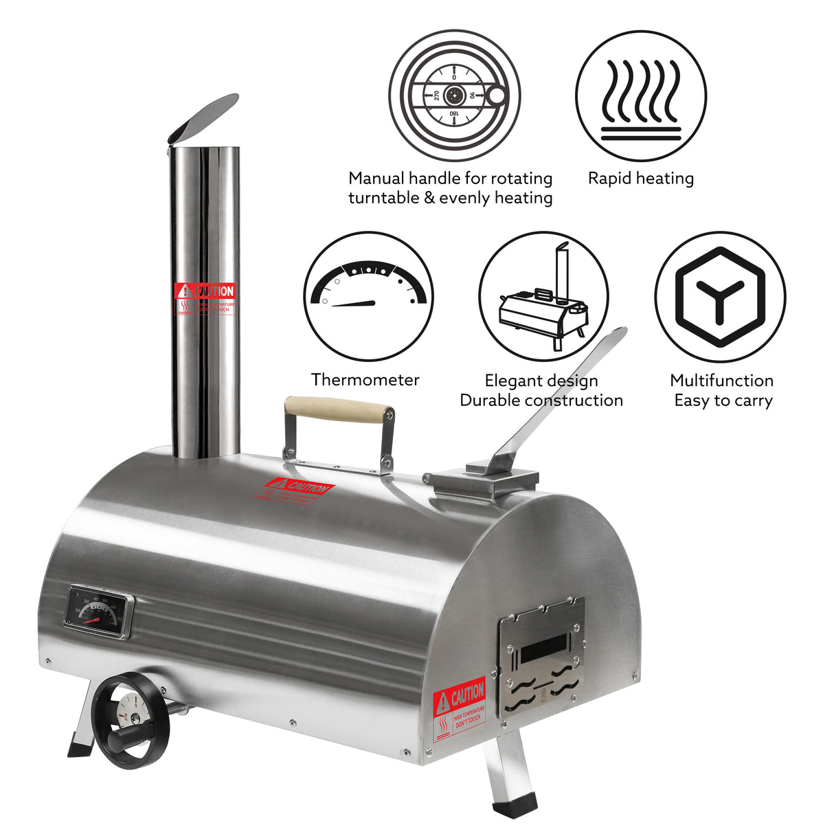 Outdoor Manual Rotating Pizza Oven – Portable Wood-Fired Oven