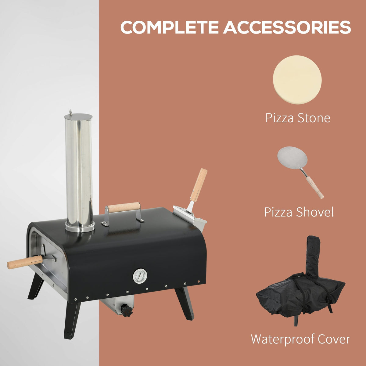 Outdoor Pizza Oven with 12" Rotating Stone - Stainless Steel
