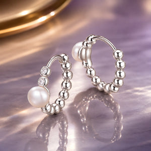 925 Sterling Silver White Gold Plated Moissanite & Pearl Earrings for Women
