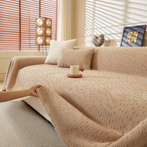 Textured Throw Blanket with 3D Dobby Weave, Minimalist Furniture Protector for Couch