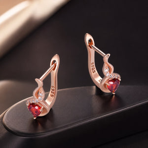 925 Sterling Silver Rose Gold Plated Earrings with CZ in Pavé Setting