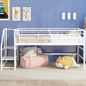Loft Bed With Storage Stairs And Metal Frame
