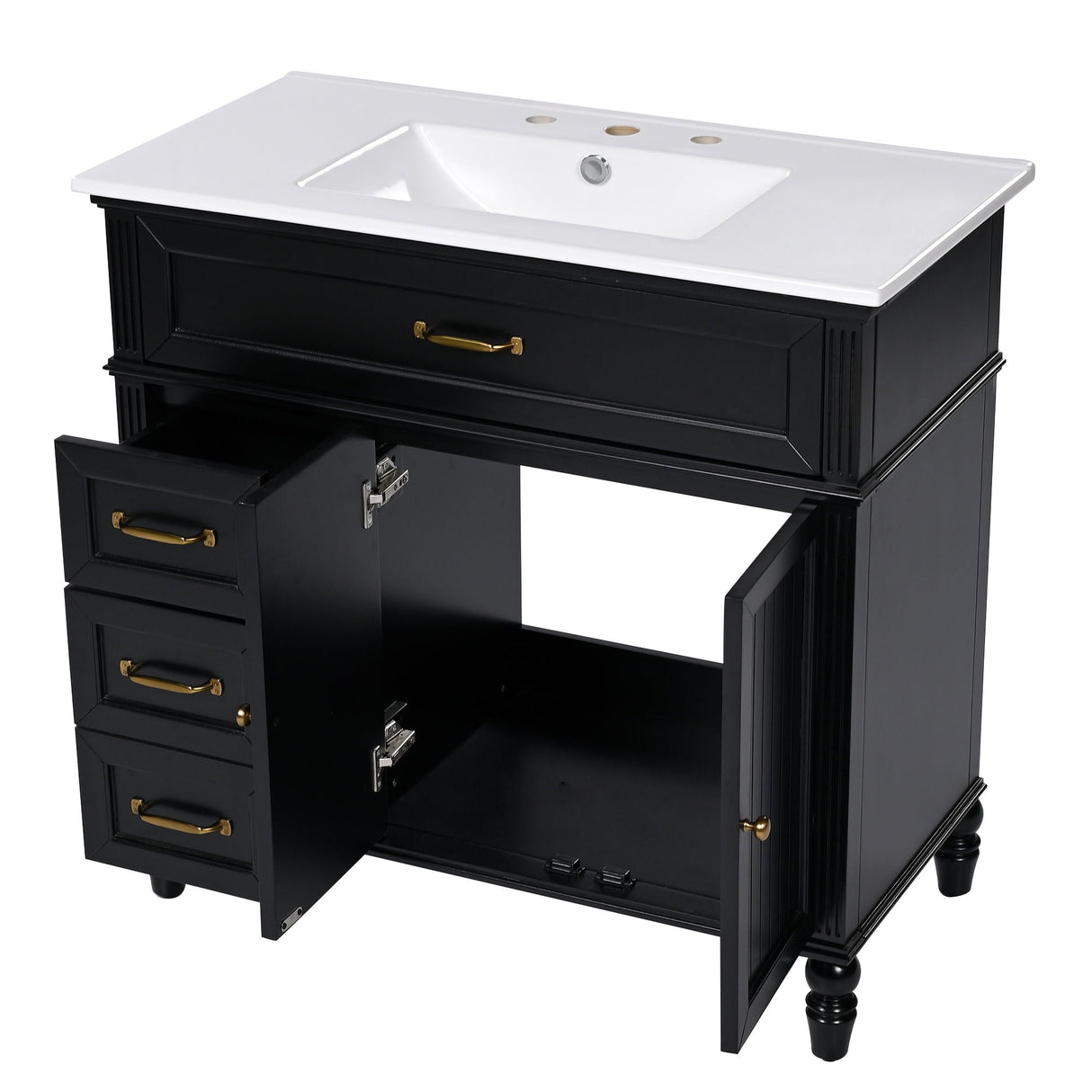 Bathroom Vanity With Sink, 2 Doors 2 Drawers, Freestanding Design