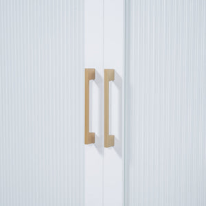 Murphy Bed With Frosted Glass Doors Design, Fake Drawers, Metal Legs